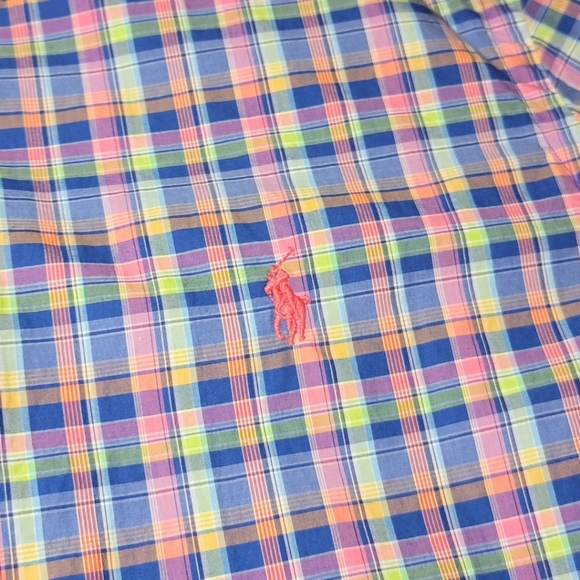 Ralph Lauren Pink & Blue Multicolor Plaid Button Down Shirt M - Picture 5 of 6